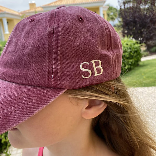 MAINE Personalised Vintage Style Cap-Pink Waters 