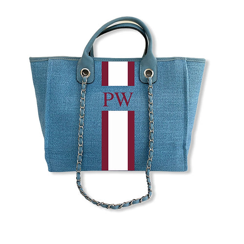 BYBLOS Monogrammed Light Blue Tote-Pink Waters 