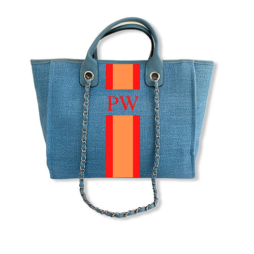 BYBLOS Monogrammed Light Blue Tote-Pink Waters 