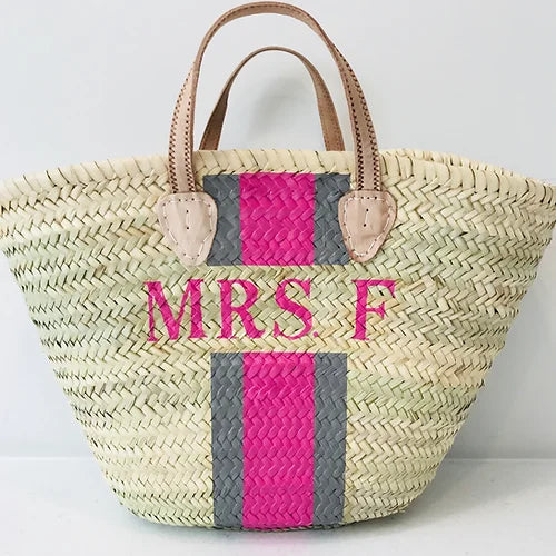 The 'MRS' Monogrammed Basket-Pink Waters 