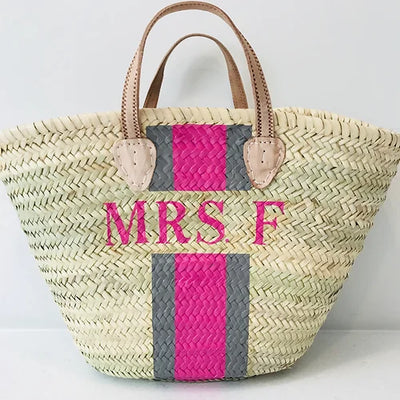 The 'MRS' Monogrammed Basket - Pink Waters 