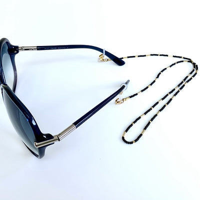 Sunglasses/Mask Chain - Black/Gold - Pink Waters 