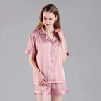 Dusky Pink  'Portia' Satin Pyjamas-Pink Waters 