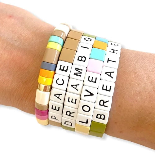 DREAM BIG Tile Bracelet-Pink Waters 