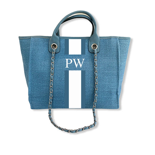 BYBLOS Monogrammed Light Blue Tote-Pink Waters 