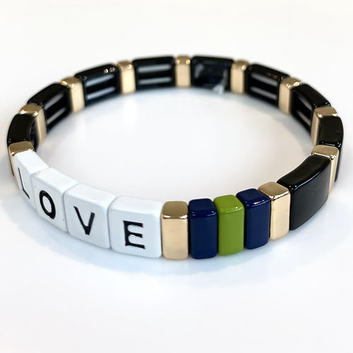 LOVE Tile Bracelet - Black-Pink Waters 