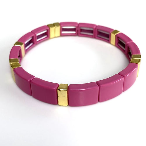 PINK & Gold Tile Bracelet-Pink Waters 