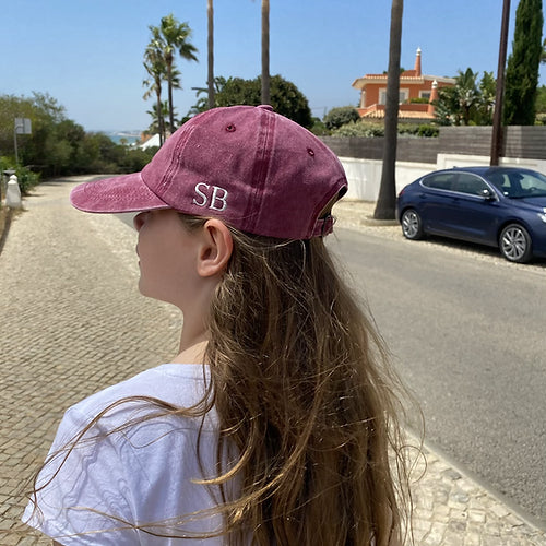 MAINE Personalised Vintage Style Cap-Pink Waters 