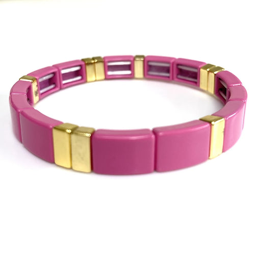 PINK & Gold Tile Bracelet - Pink Waters 