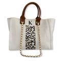 EDEN Leopard Monogrammed Canvas Tote-Pink Waters 