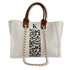 EDEN Leopard Monogrammed Canvas Tote-Pink Waters 