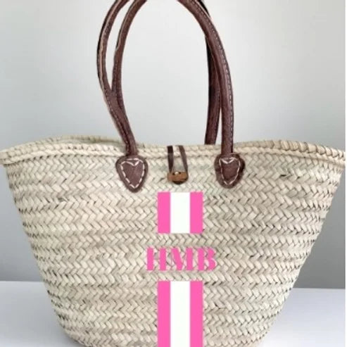 BORA BORA Monogrammed Basket-Pink Waters 