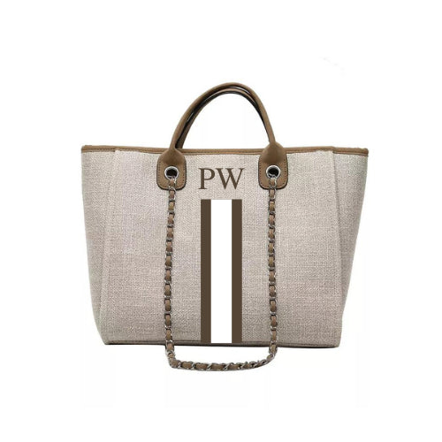 BYBLOS Monogrammed Brown Tote-Pink Waters 