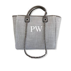 BYBLOS Grey Canvas Tote - Large Letters-Pink Waters 
