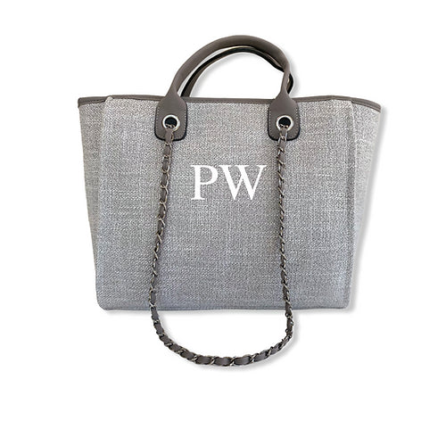 BYBLOS Grey Canvas Tote - Large Letters-Pink Waters 
