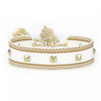 Stud Canvas Friendship Bracelet - White-Pink Waters 