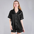 Black 'Portia' Satin Pyjamas-Pink Waters 