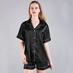 Black 'Portia' Satin Pyjamas-Pink Waters 