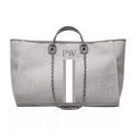Large Weekend BYBLOS Monogrammed Grey Tote-Pink Waters 