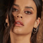 Studded Silver Hoop Earrings-Pink Waters 