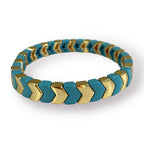 Chevron Stacking Enamel Bracelet - Pale Blue-Pink Waters 