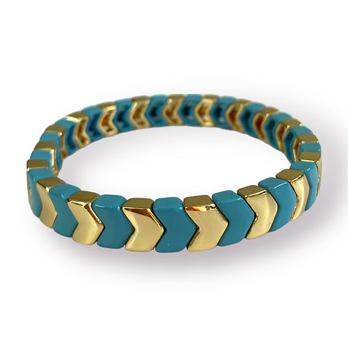 Chevron Stacking Enamel Bracelet - Pale Blue-Pink Waters 