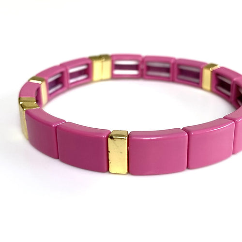 PINK & Gold Tile Bracelet - Pink Waters 