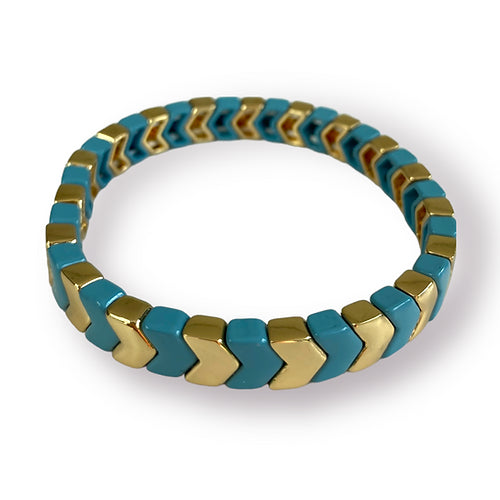 Chevron Stacking Enamel Bracelet - Pale Blue-Pink Waters 
