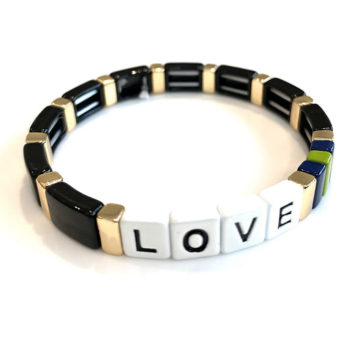 LOVE Tile Bracelet - Black-Pink Waters 