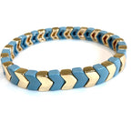 Chevron Stacking Enamel Bracelet - Pale Blue-Pink Waters 