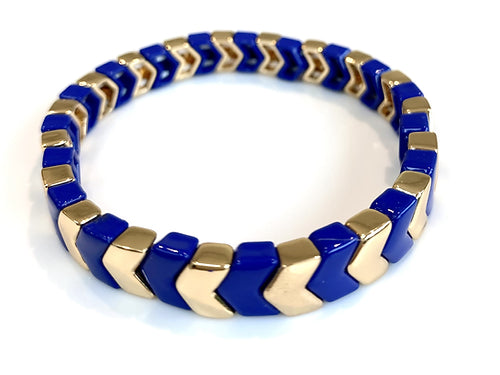 Chevron Stacking Enamel Bracelet - Royal Blue-Pink Waters 