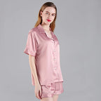 Dusky Pink  'Portia' Satin Pyjamas-Pink Waters 