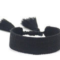 Canvas Friendship Bracelet - Solid Black-Pink Waters 