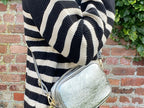 The 'Stella' Leather Crossbody - Pewter-Pink Waters 