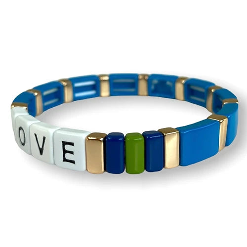 LOVE Tile Bracelet - Petrol Blue-Pink Waters 