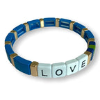 LOVE Tile Bracelet - Petrol Blue-Pink Waters 