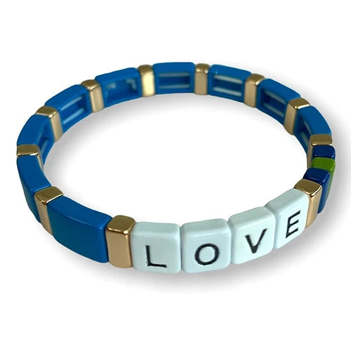 LOVE Tile Bracelet - Petrol Blue-Pink Waters 