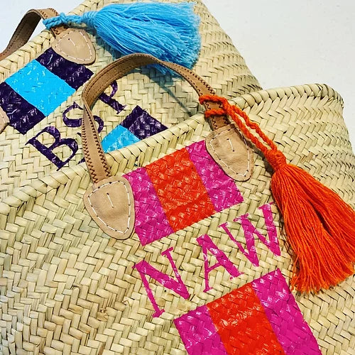 Personalised IBIZA Moroccan Basket-Pink Waters 