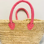 Pink Handle Straw Basket-Pink Waters 