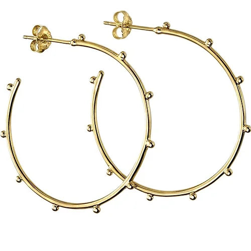 Studded Gold Hoop Earrings-Pink Waters 