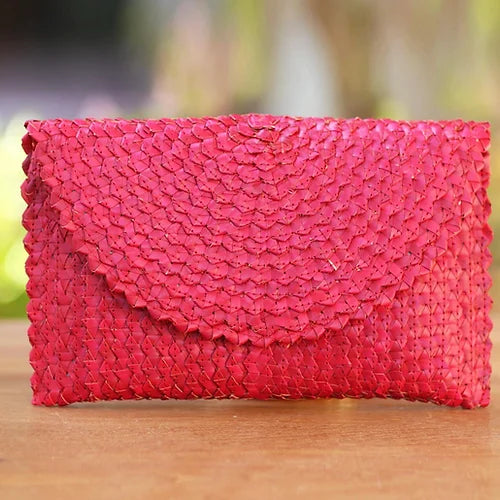 BALI Pink Woven Clutch-Pink Waters 