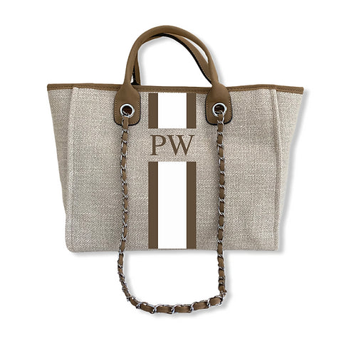 BYBLOS Monogrammed Beige Tote-Pink Waters 