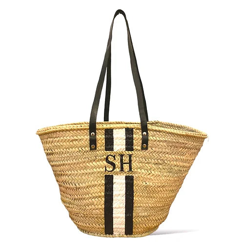CAPRI Monogrammed Basket-Pink Waters 