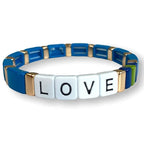 LOVE Tile Bracelet - Petrol Blue-Pink Waters 
