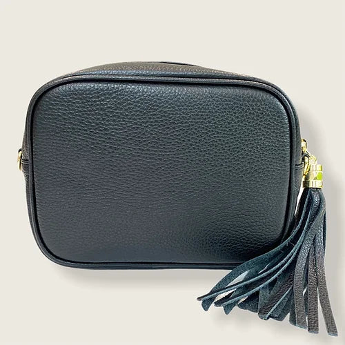 The 'Stella' Leather Crossbody - Black-Pink Waters 