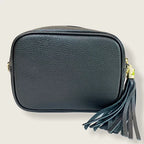 The 'Stella' Leather Crossbody - Black-Pink Waters 