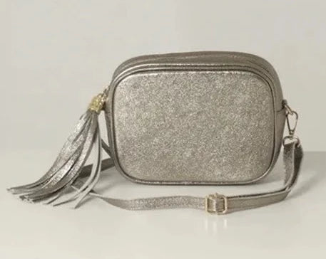 The 'Stella' Leather Crossbody - Pewter-Pink Waters 