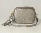 The 'Stella' Leather Crossbody - Pewter-Pink Waters 