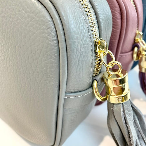 The 'Stella' Leather Crossbody - Grey-Pink Waters 