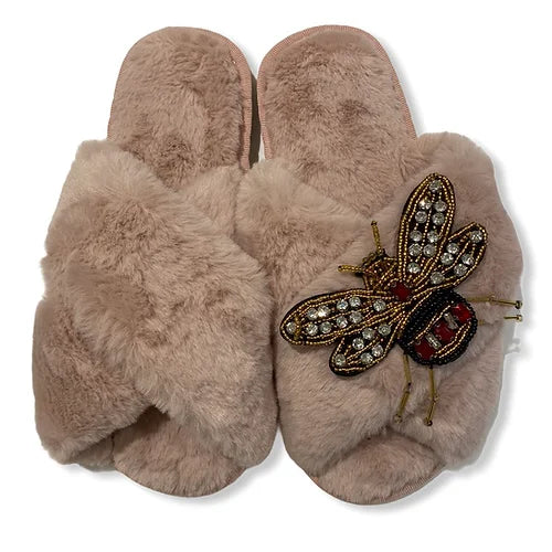 Large Bee Slippers-Pink Waters 